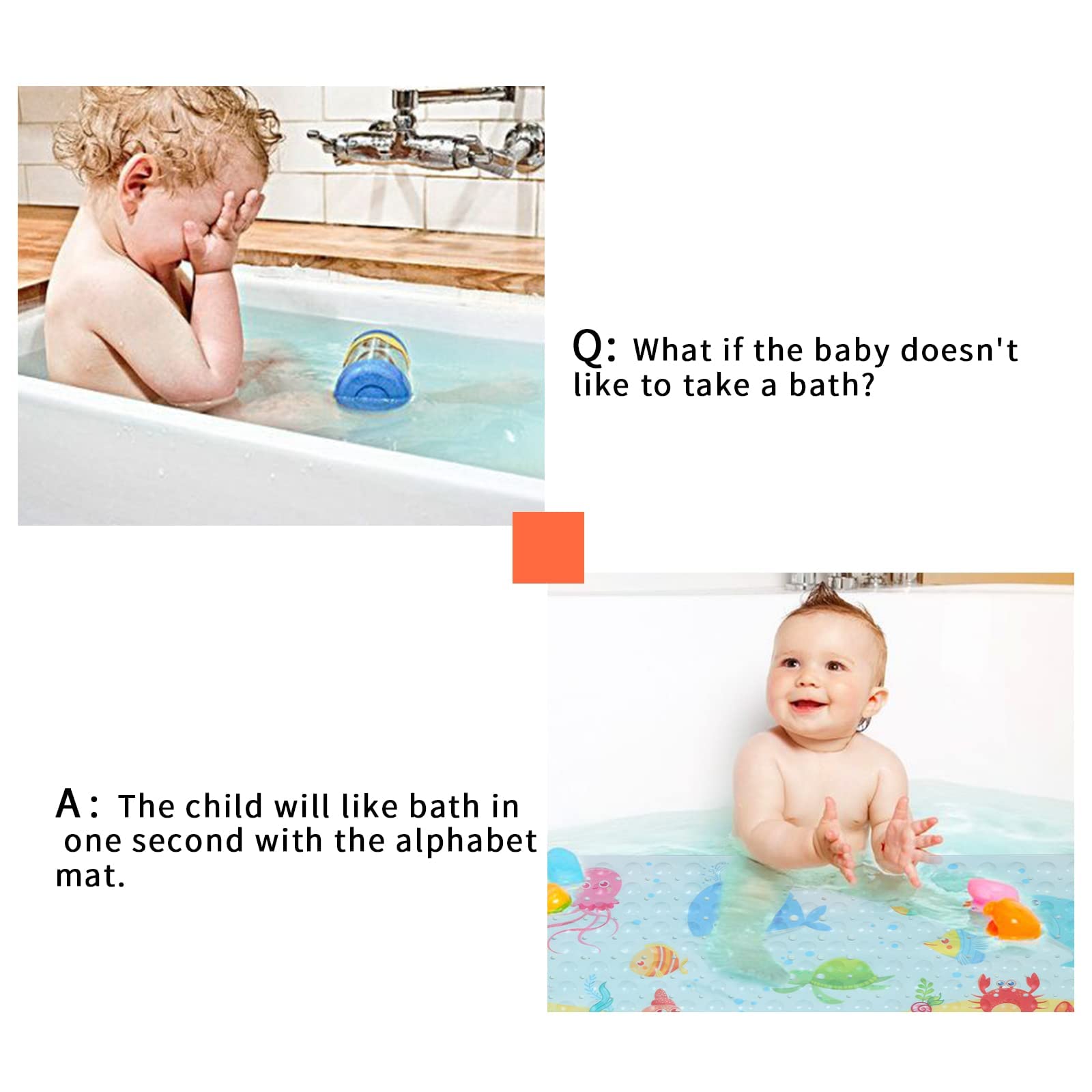 Secopad Kids Bath Mat for Tub Non Slip  40 X 16 Inch Large Cartoon Whale Anti Slip Toddler Baby Bath Mat  Left Drain